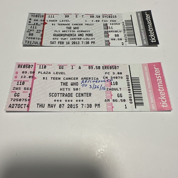 Other - The Who Concert Ticket Stub 2013 & 2015 Kentucky &‎ St. Louis